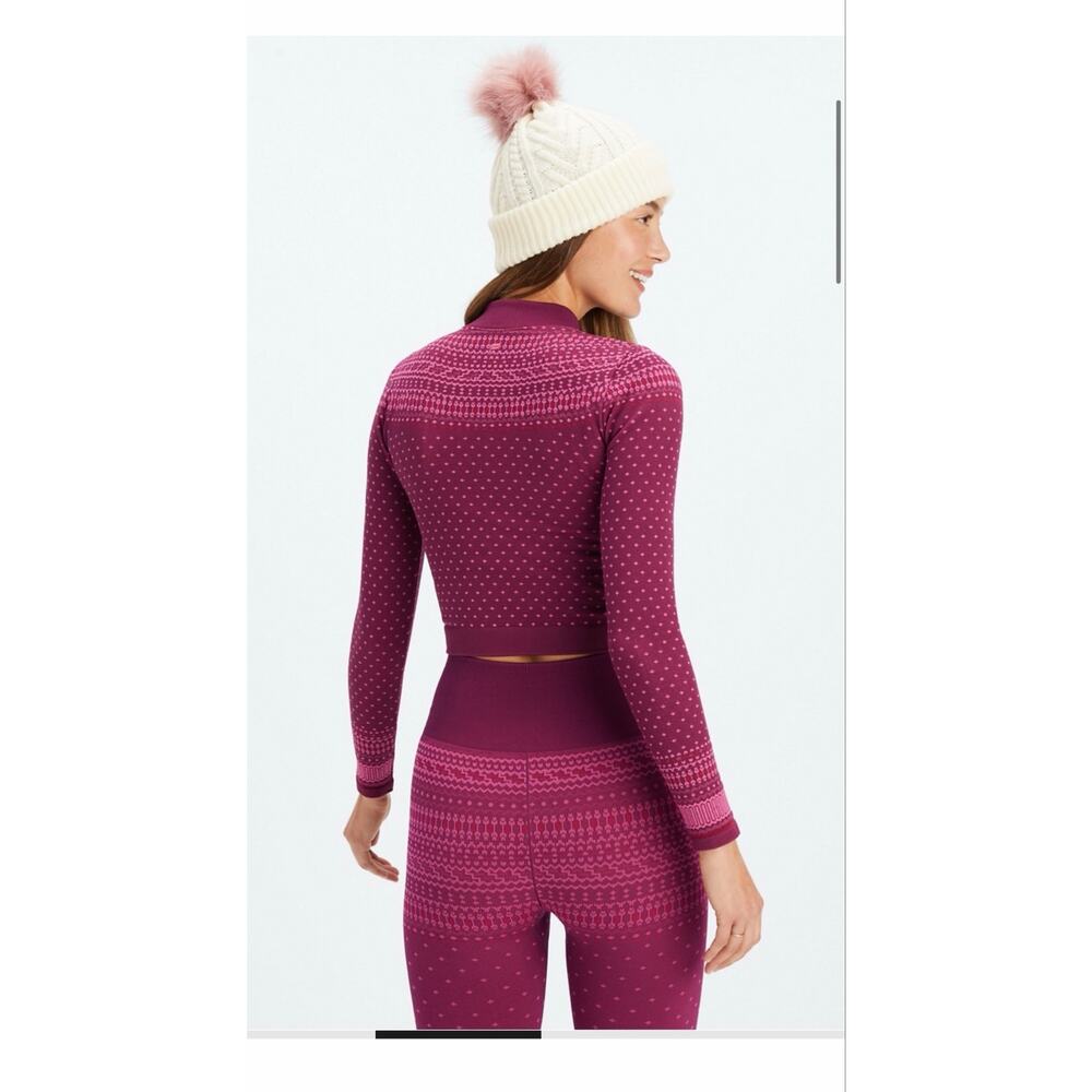 Fabletics Tolly Seamless Base Layer Set Top Medium Leggings Small Purple Pink